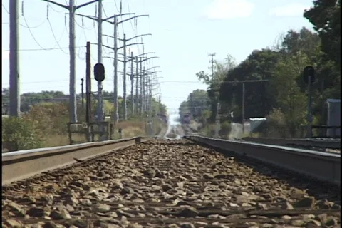 Railroad Tracks with Heat Mirage Stock Footage