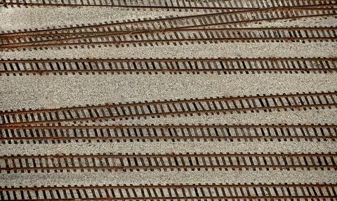Railroad Tracks High Angle View Fotos Stock