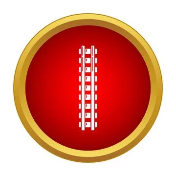 Railroad tracks icon inside a red circle Stock Illustration