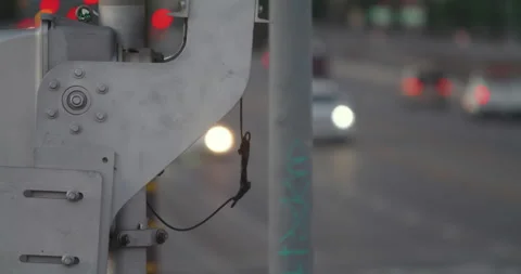 Railroad Tracks Intersection, Crossing Lights and Signs. Car Intersection Stock Footage 165967706