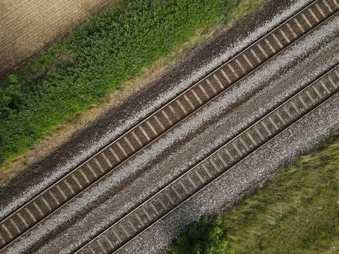 Railroad tracks in the landscape Stock Photos
