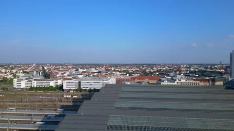 Railroad tracks to leipzig Main station in germany, trains waiting for Stock Footage 284297764