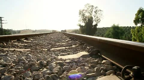 Railroad Tracks. Low angle Dolly Shot 스톡 동영상 13791059