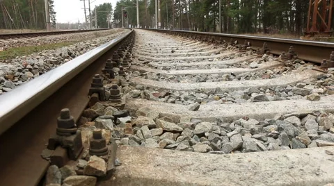 Railroad tracks motion made with slider Video stock 48896938