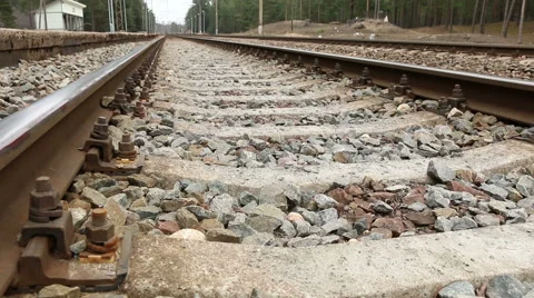 Railroad tracks motion made with slider Video stock 48897344