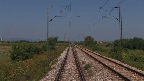 Railroad tracks moving Stock Footage 93962283