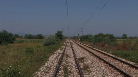 Railroad tracks moving Stock Footage 93962797