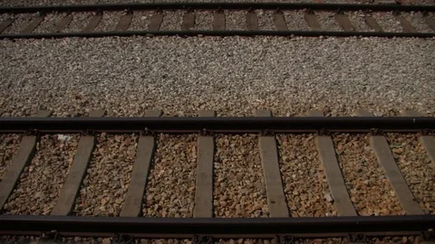 Railroad tracks moving Stock Footage 93965132