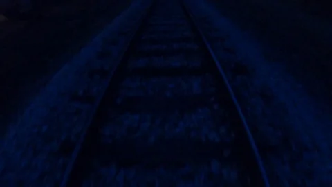 Railroad Tracks At Night Stock Footage 99075845