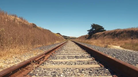 Railroad Tracks : Pan up Stock Footage 77409470