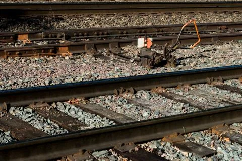 Railroad tracks with a rusty switch Stock Photos