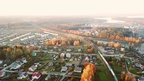 Railroad tracks in a small village. Stock Footage 101725086