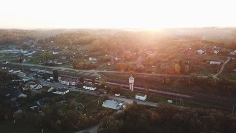 Railroad tracks in a small village. Stock Footage 101868019