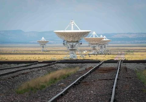 Railroad Tracks at The Very Large Array Radio Astronomy Observatory Stock-Fotos