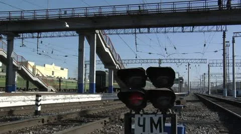 Railroad traffic light Stock Footage 10840679