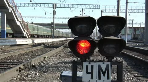 Railroad traffic light Stock Footage 10840695