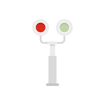 Railroad traffic lights icon flat isolated Illustrazione stock