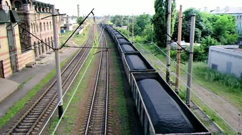 The railroad train with coal goes. Stock Footage 11858610