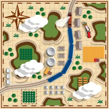 Railroad with train. Stock Illustration