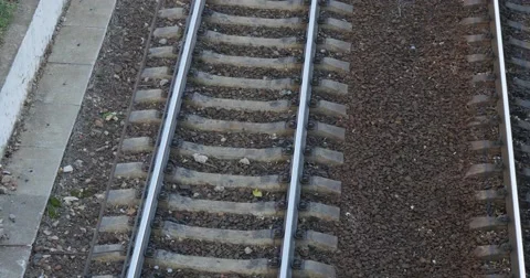Railroad with train track from above 스톡 동영상 64275851
