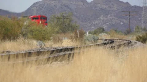 Railroad Train on the Tracks Stock Footage 19246706