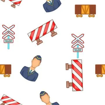 Railroad train transportation pattern Stock Illustration