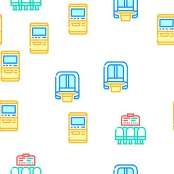 Railroad Transport Vector Seamless Pattern Stock Illustration