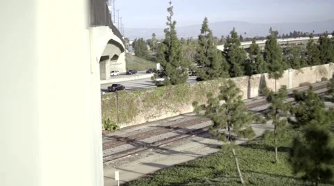 Railroad under a bridge Stock Footage 49367358