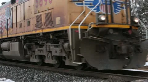Railroad Union Pacific passing on track rural HD 5030 Stock Footage 21265055
