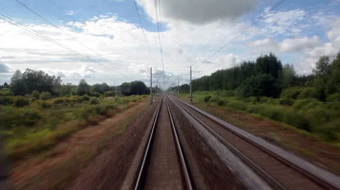 Railroad view from back of the train Stock Footage 25908903
