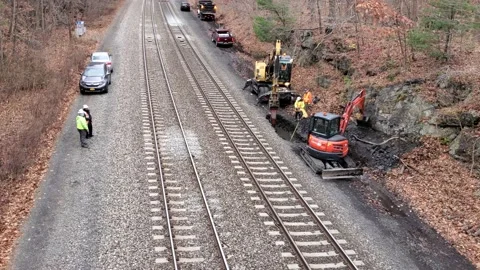 Railroad workers - construction Stock Footage 143666224