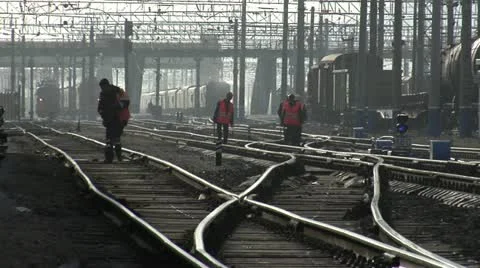 Railroad workers Stock Footage 10840243