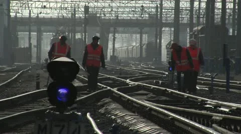 Railroad workers Stock Footage 10840319