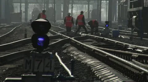 Railroad workers Stock Footage 10840322