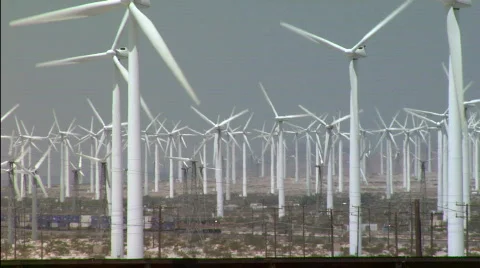 Railroad_windfarm Stock Footage 77887
