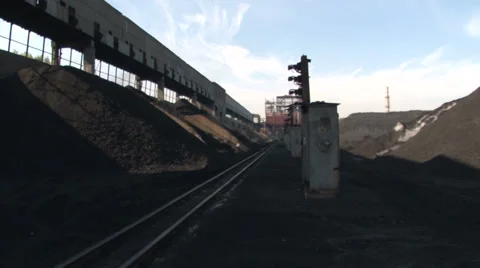 Rails and coal Stock Footage 56323097