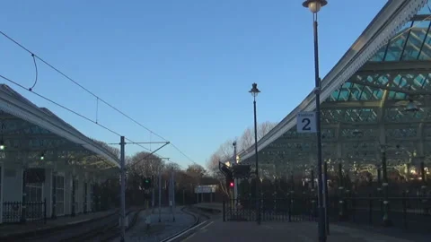 Rails and a metro platform Stock Footage 88473763