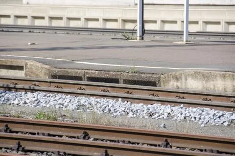 Rails and platform edge Stock Photos