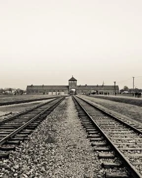 Rails to auschwitz Stock Photos