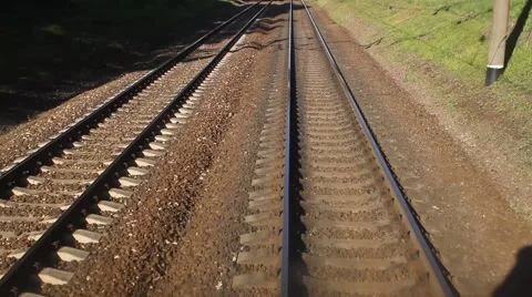 Rails from the cab of the train Video stock 47066178