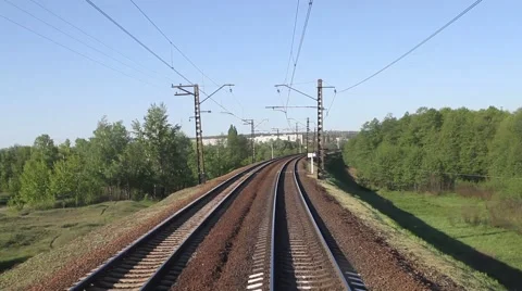 Rails from the cab of the train Stock Footage 47066264