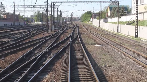 Rails from the cab of the train Vídeos de archivo 47066608
