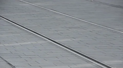 Rails CU, tramway passing Stock Footage 50373745
