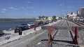 Rails end and railway in city Faro at Algarve, Portugal 4k or 4k+ Resolution