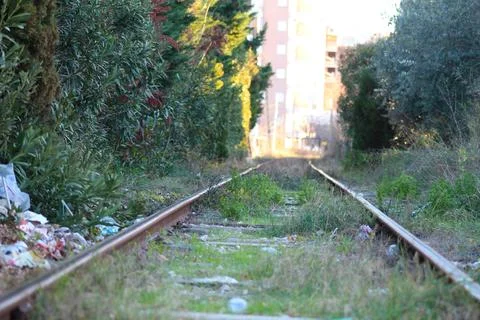 Rails to Infinity: Perspective of Train Tracks Stock Photos