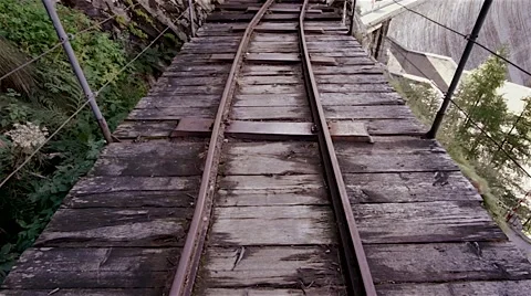 Rails on a mountain trekking path Stock-Footage 55256240