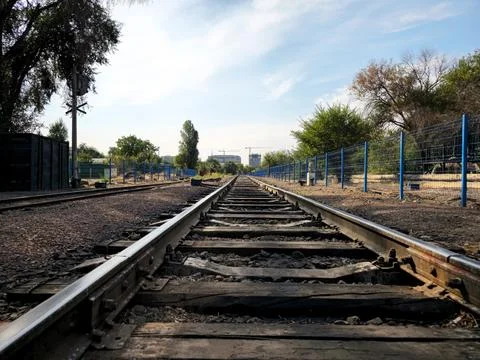 Rails in perspective Stock Photos