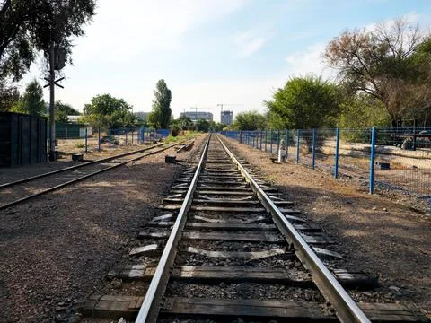 Rails in perspective Stock Photos