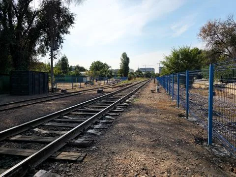 Rails in perspective Stock Photos