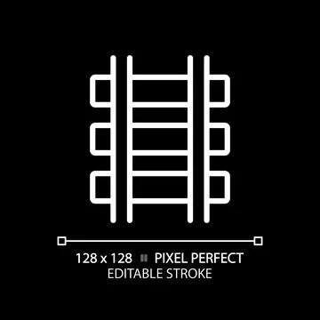 Rails pixel perfect white linear icon for dark theme Stock Illustration